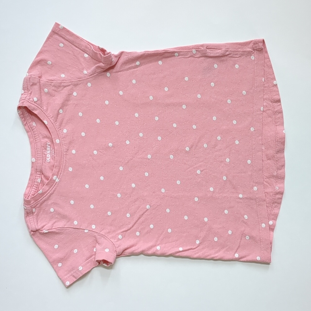 Girls Coral Pink & White Polka Dot T-shirt